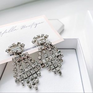 Vintage Clear Crystal Chandelier Earrings